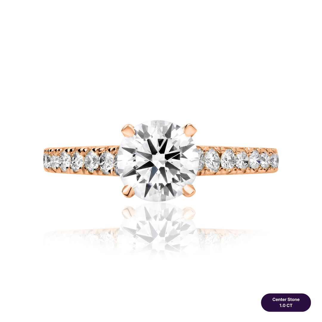 Solitaire Pave Lab Diamond Ring Round