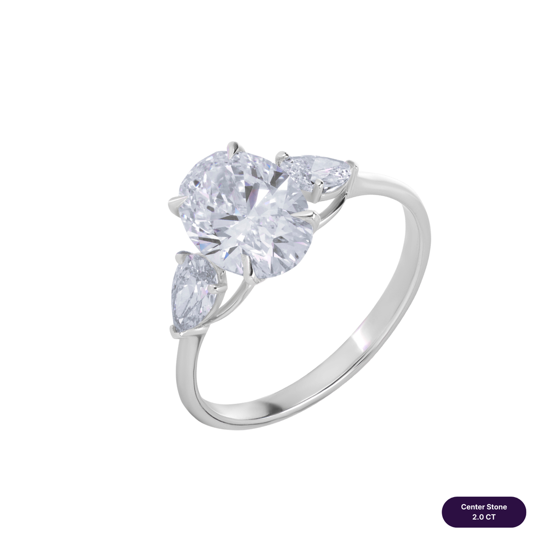 Three-Stones Lab Diamond Ring Oval