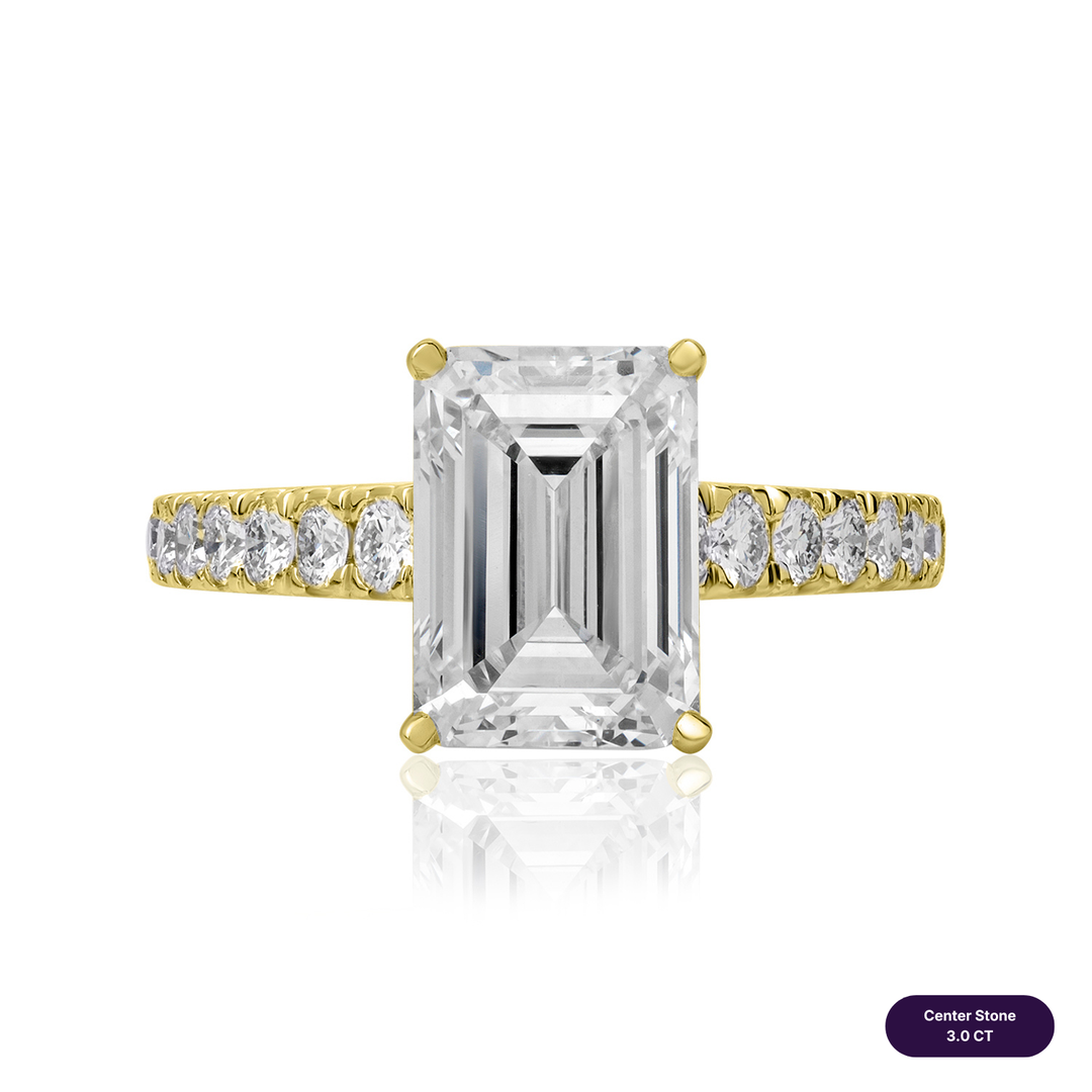 Solitaire Pave Lab Diamond Ring Emerald