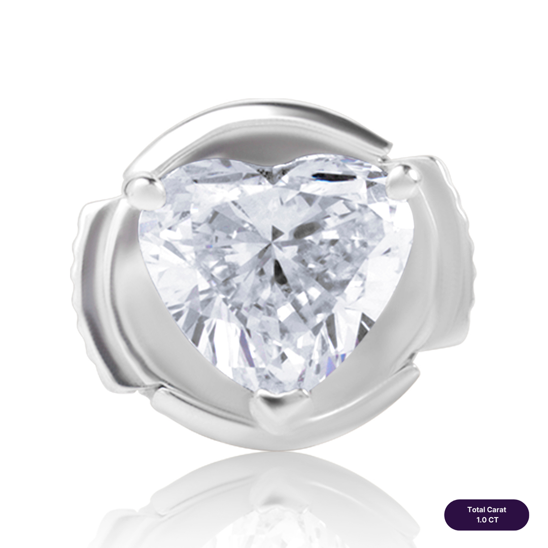 Solitaire Stud Lab Diamond Earrings Heart