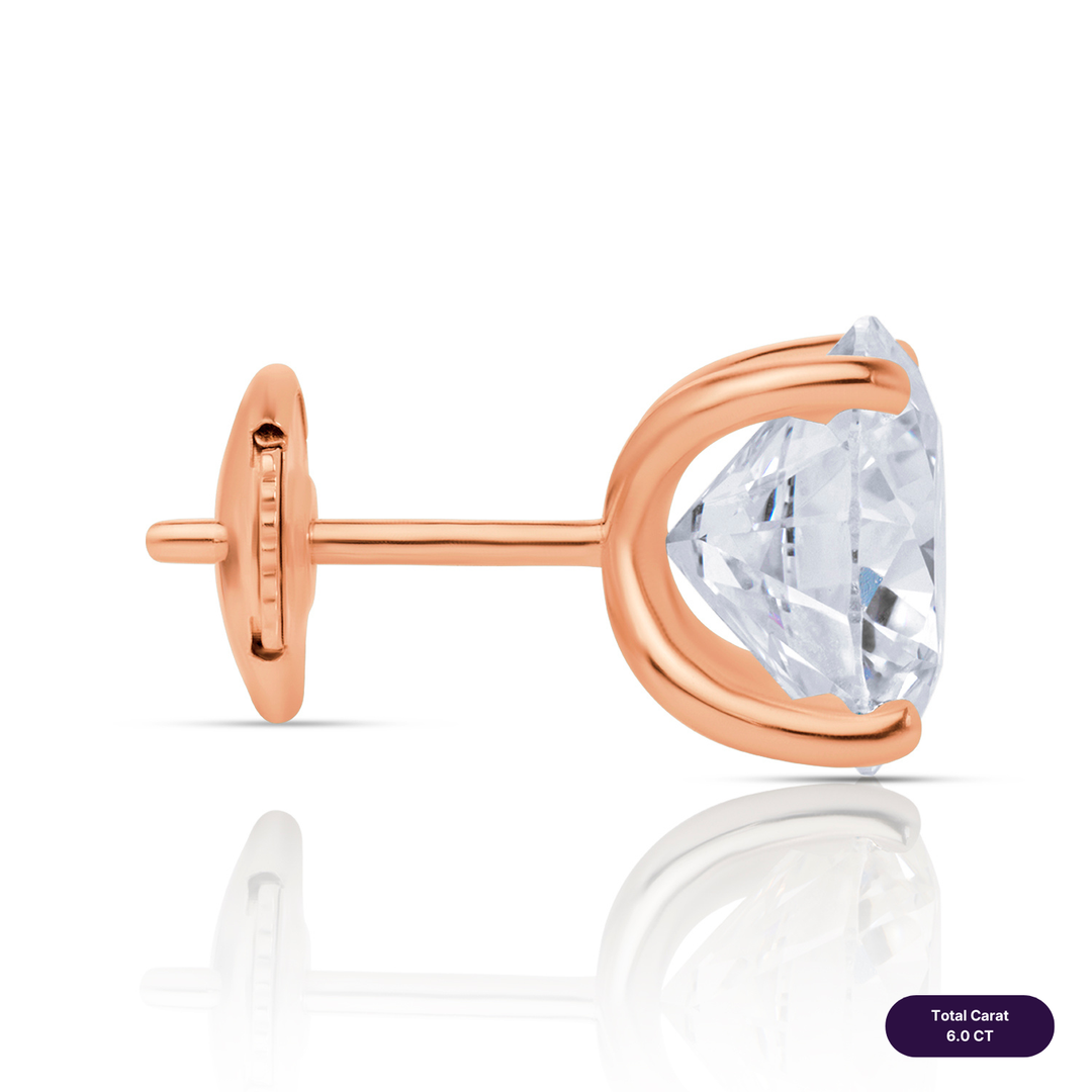 Solitaire Stud Lab Diamond Earrings Round