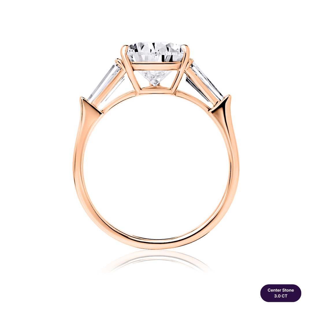 Three-Stones Lab Diamond Ring Pear with Tapered
