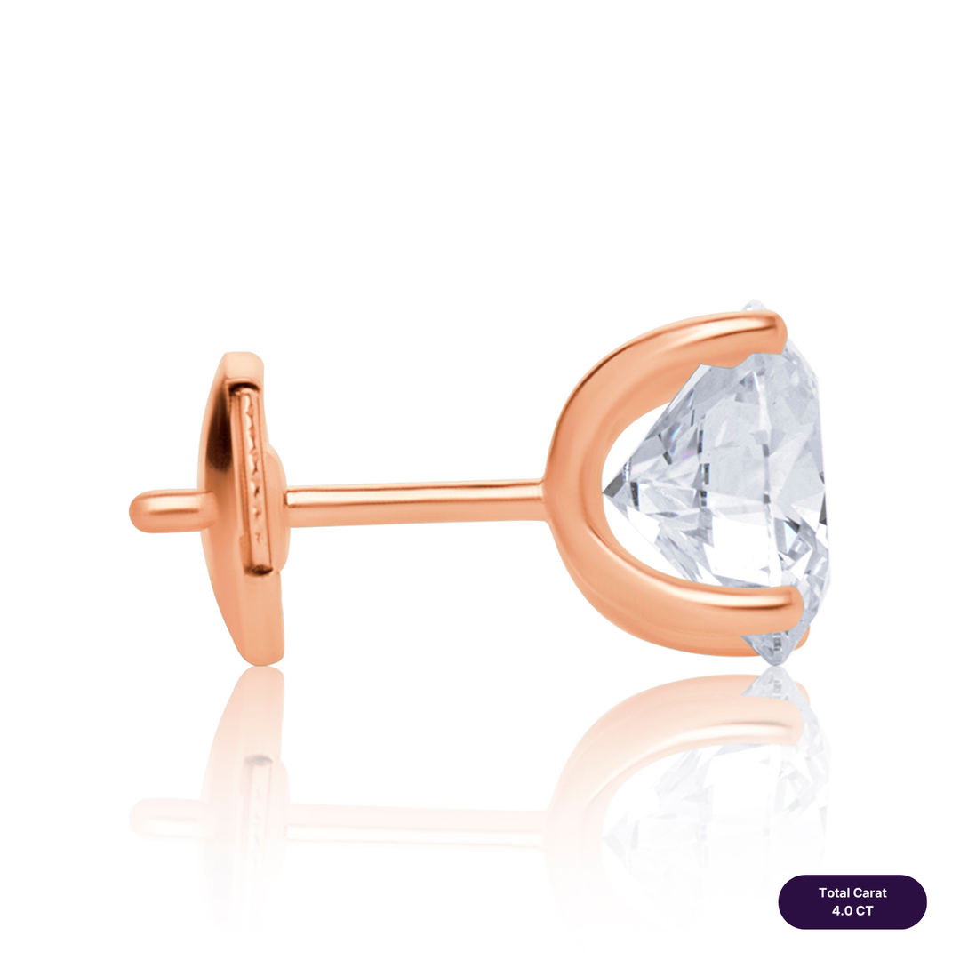 Solitaire Stud Lab Diamond Earrings Round