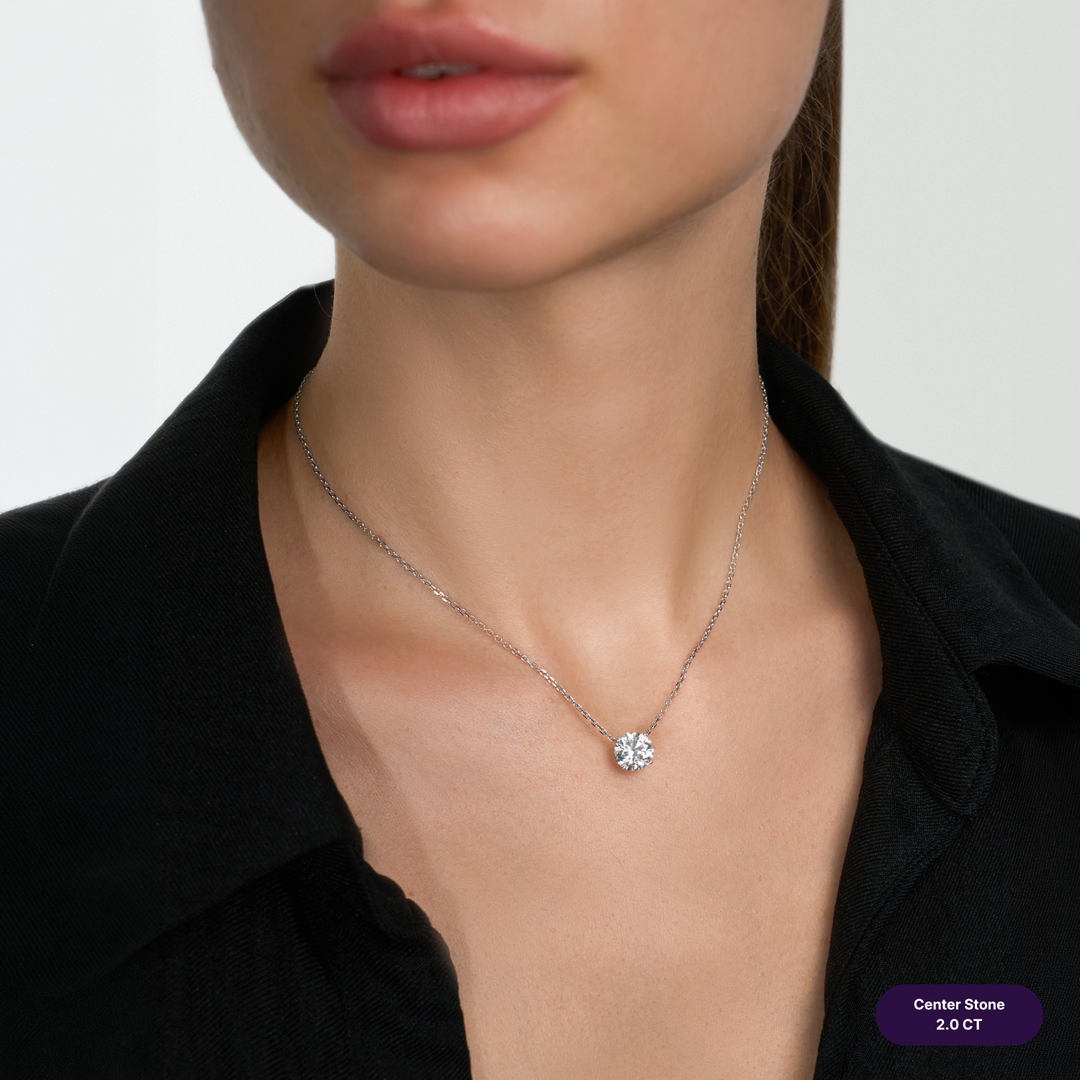 Solitaire Lab Diamond Necklace Round