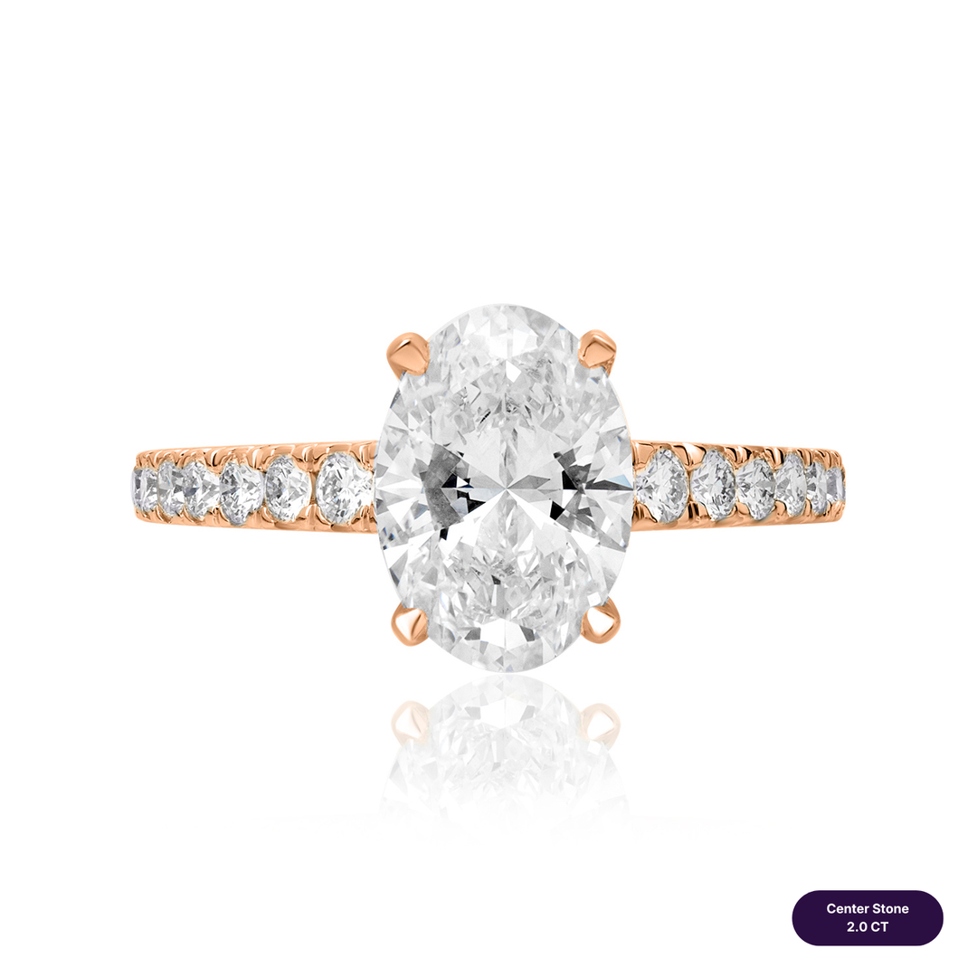 Solitaire Pave Lab Diamond Ring Oval
