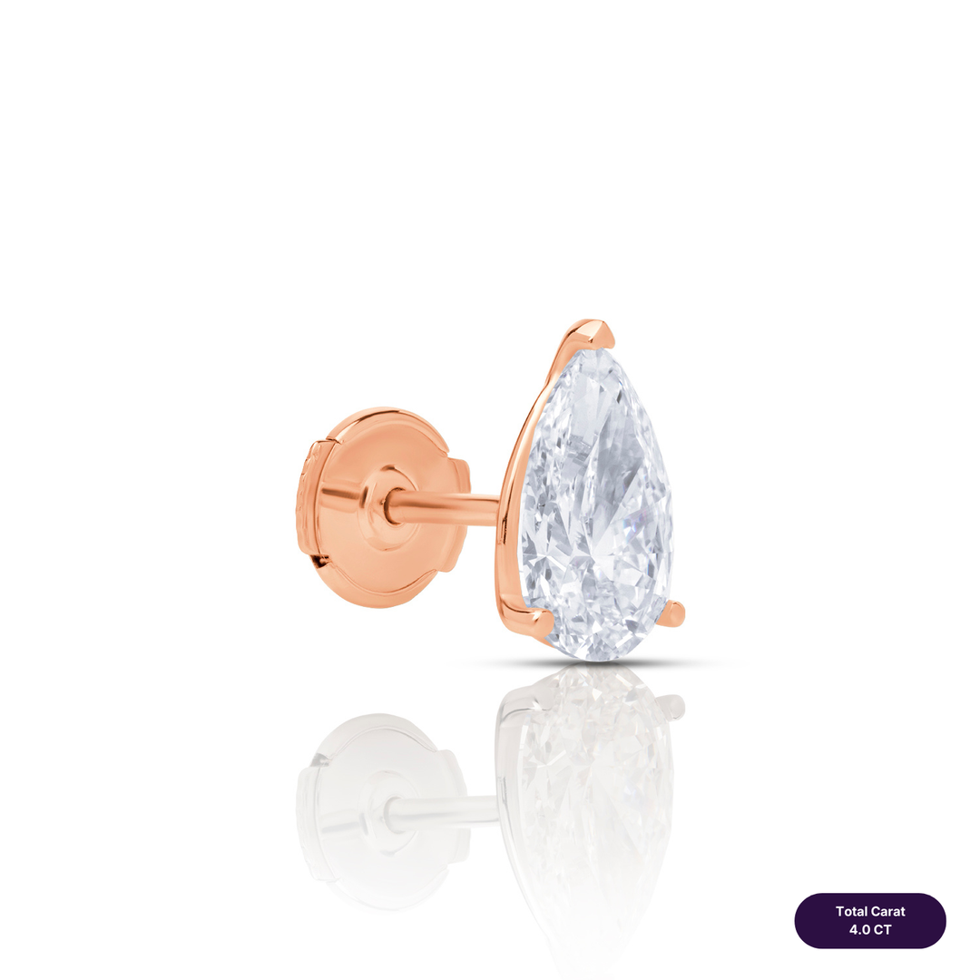 Solitaire Stud Lab Diamond Earrings Pear