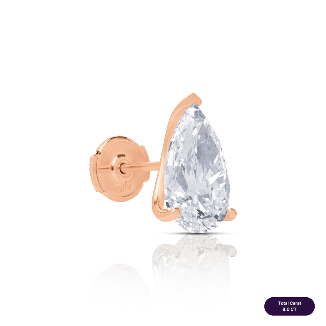 Solitaire Stud Lab Diamond Earrings Pear