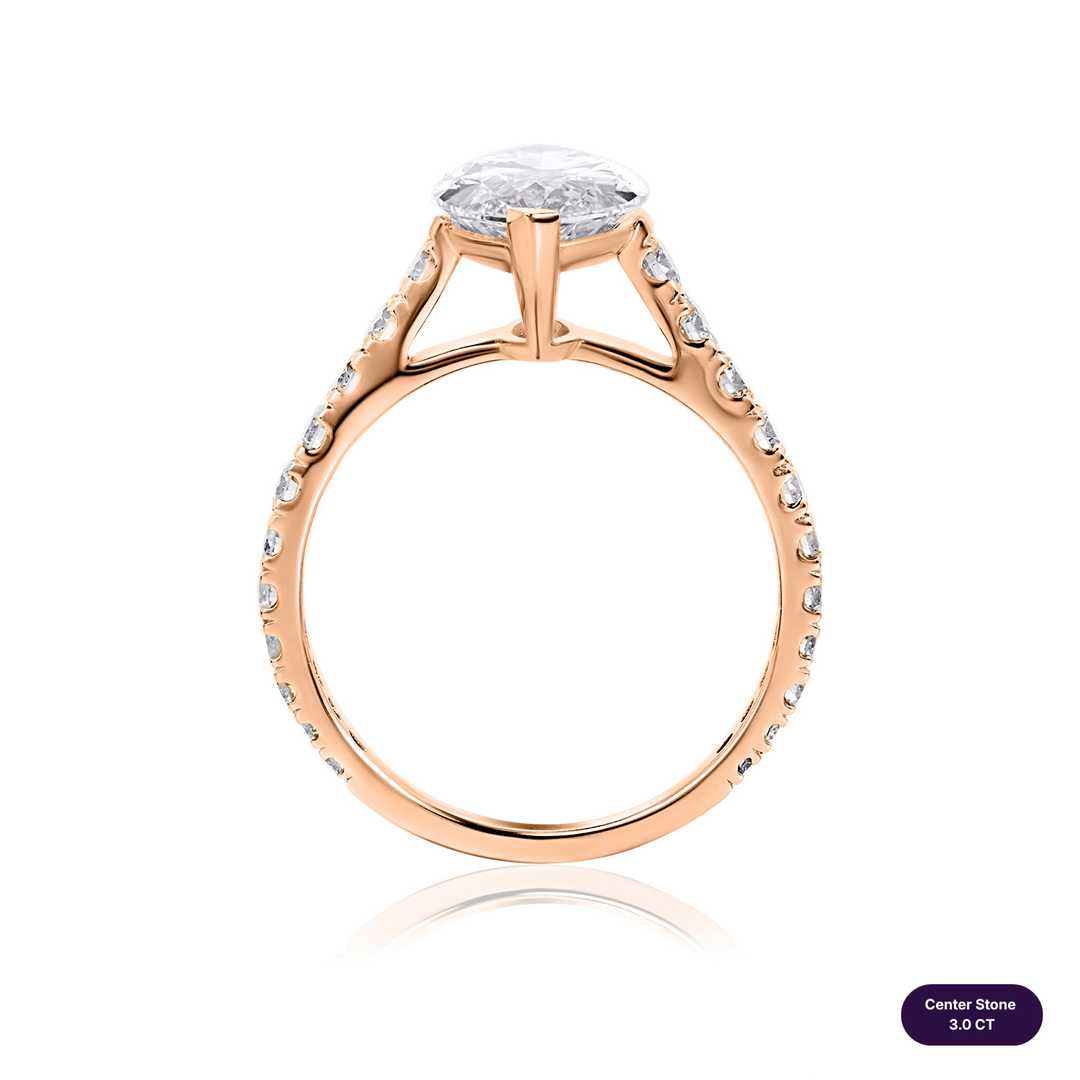 Solitaire Pave Lab Diamond Ring Marquise