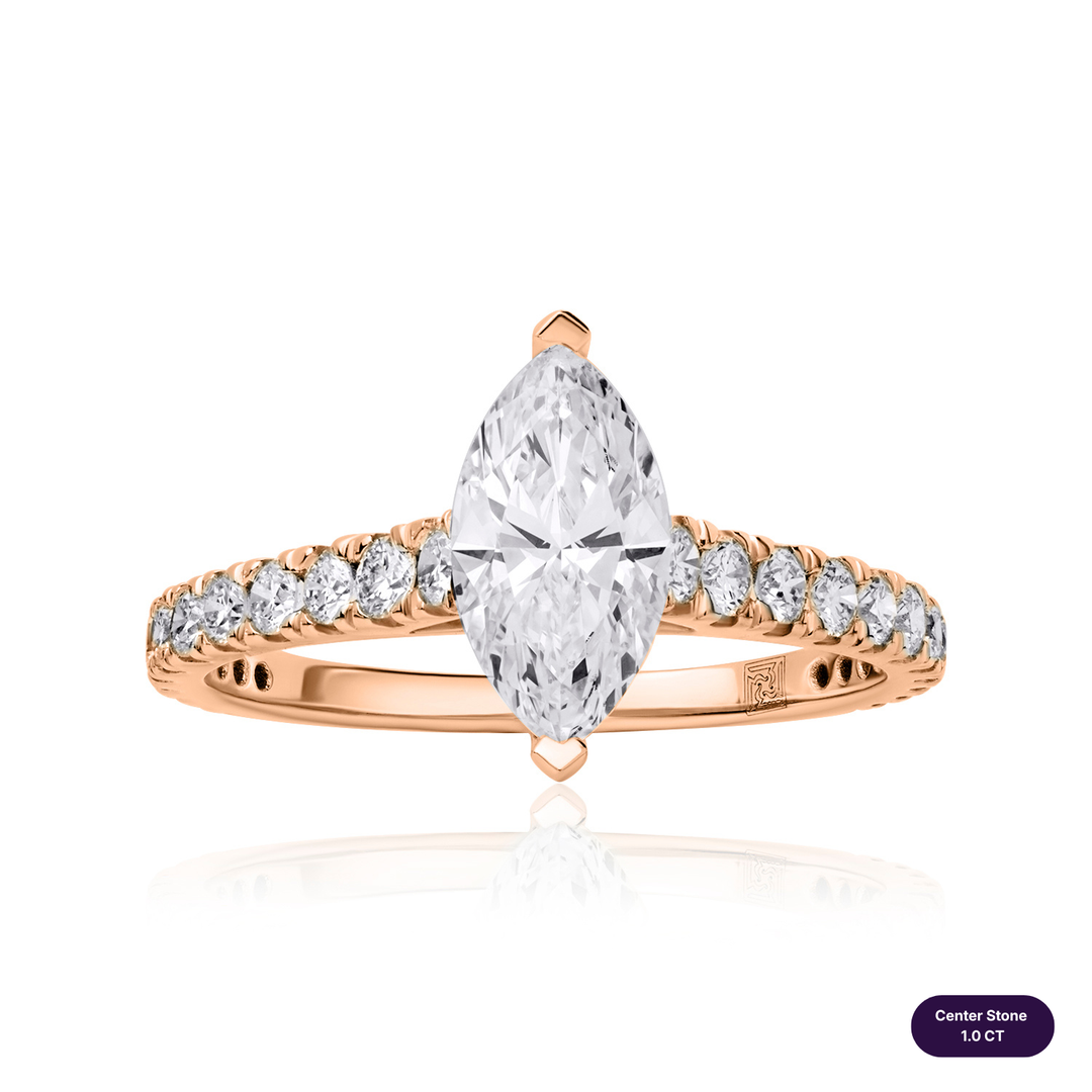 Solitaire Pave Lab Diamond Ring Marquise