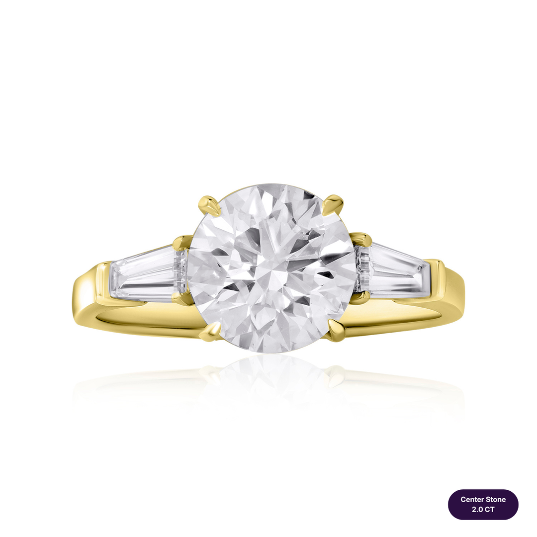 Three-Stones Lab Diamond Ring Round with Tapered
