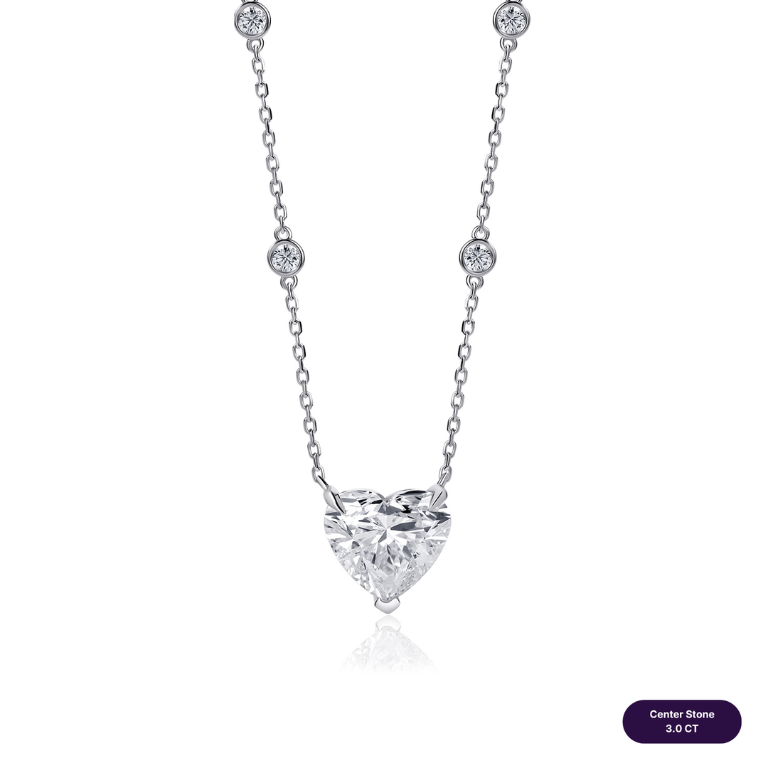 Solitaire Lab Diamond Necklace Heart with Round