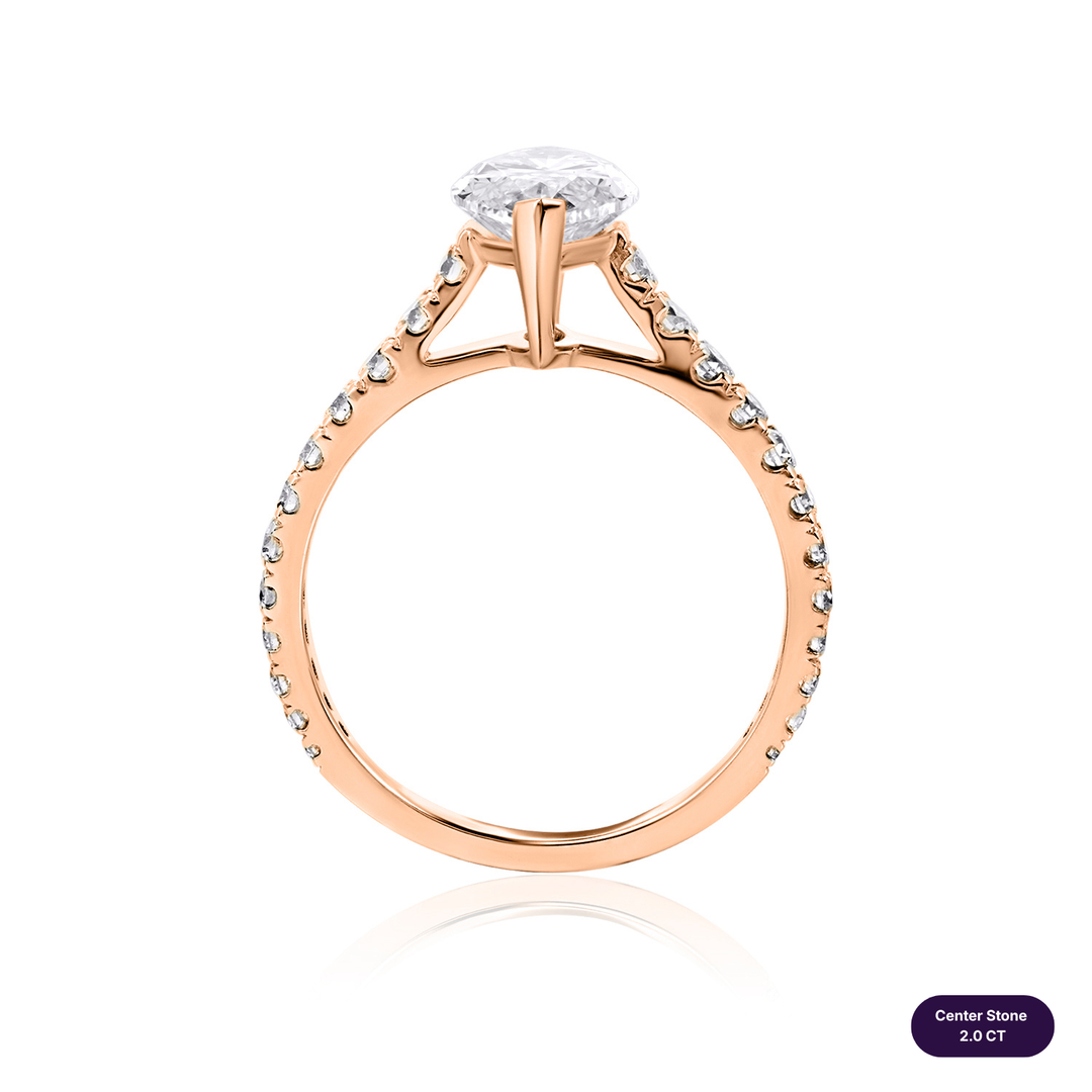 Solitaire Pave Lab Diamond Ring Marquise
