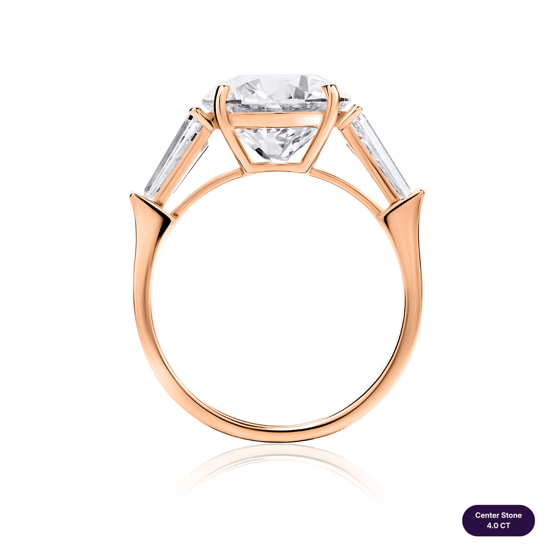 Three-Stones Lab Diamond Ring Round with Tapered