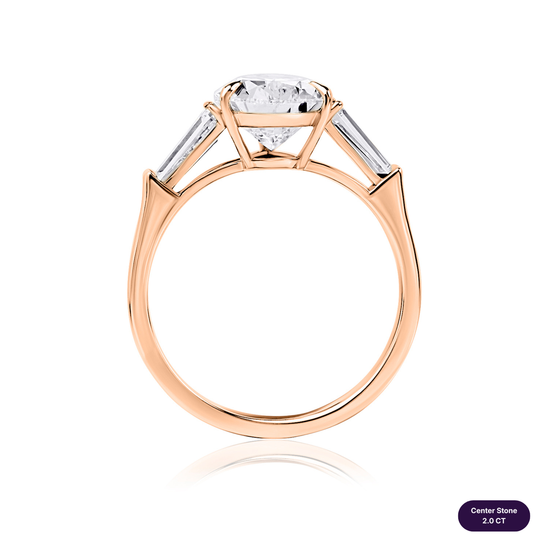 Three-Stones Lab Diamond Ring Pear with Tapered