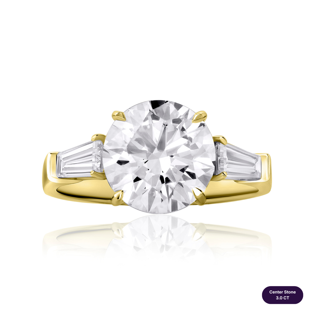 Three-Stones Lab Diamond Ring Round with Tapered