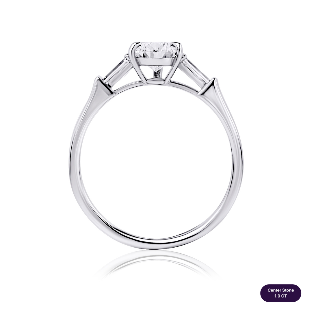 Three-Stones Lab Diamond Ring Pear with Tapered