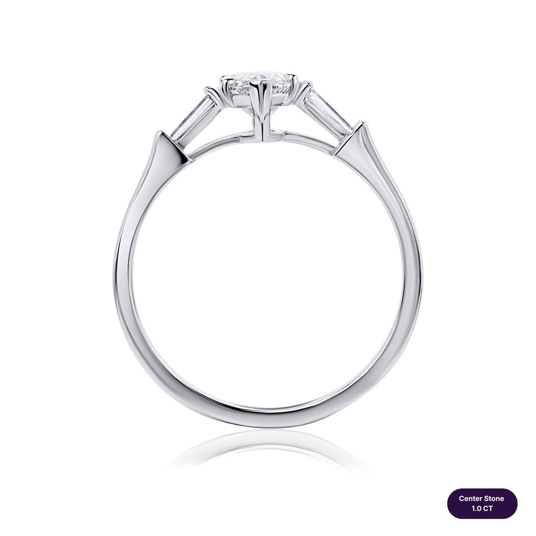Three-Stones Lab Diamond Ring Marquise with Tapered