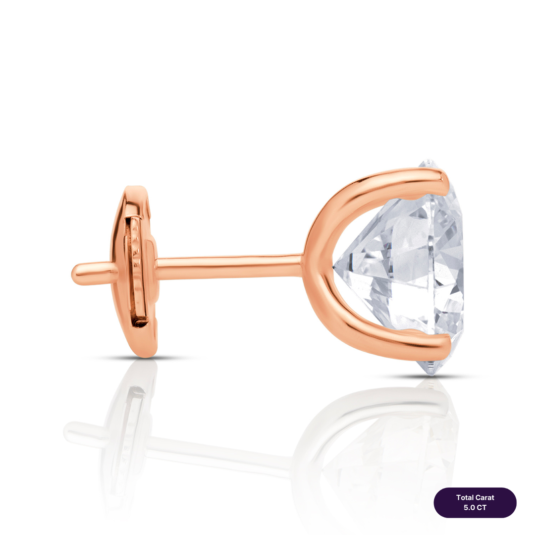 Solitaire Stud Lab Diamond Earrings Round