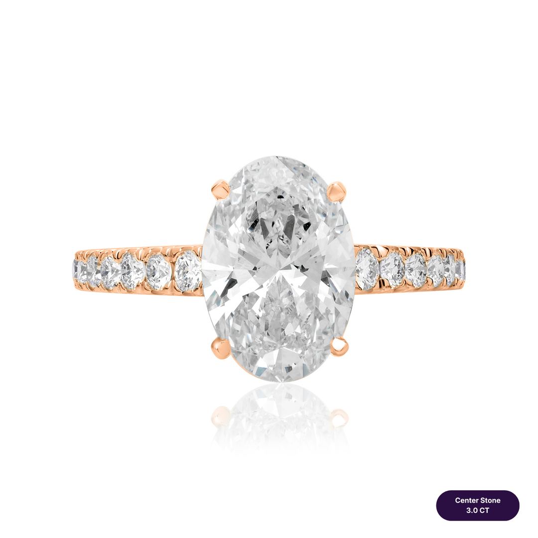 Solitaire Pave Lab Diamond Ring Oval