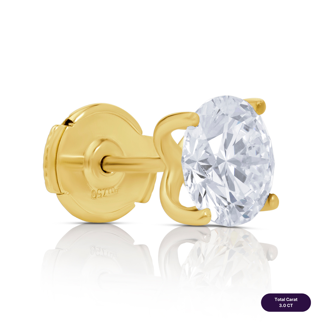 Solitaire Stud Lab Diamond Earrings Round