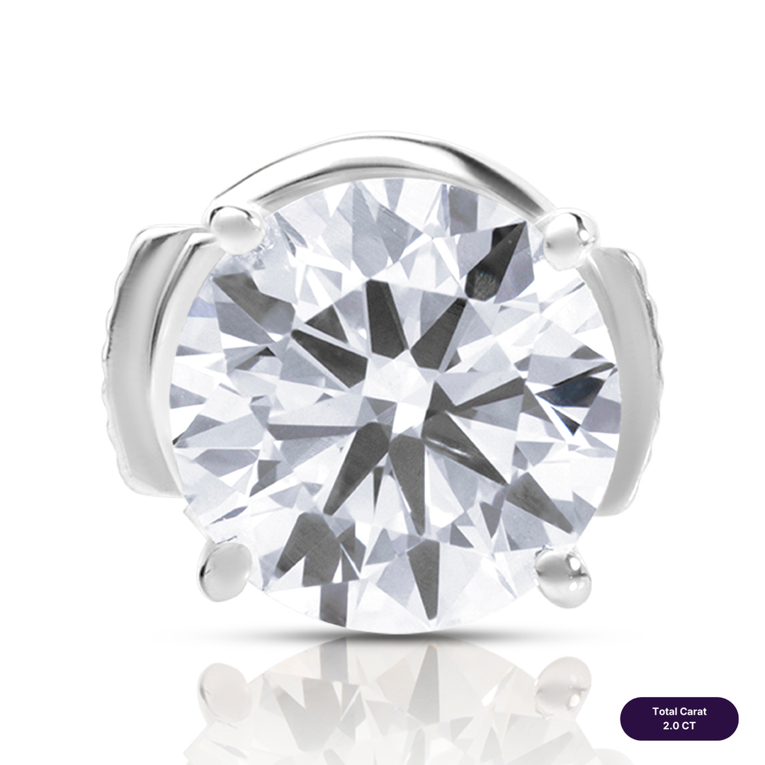 Solitaire Stud Lab Diamond Earrings Round