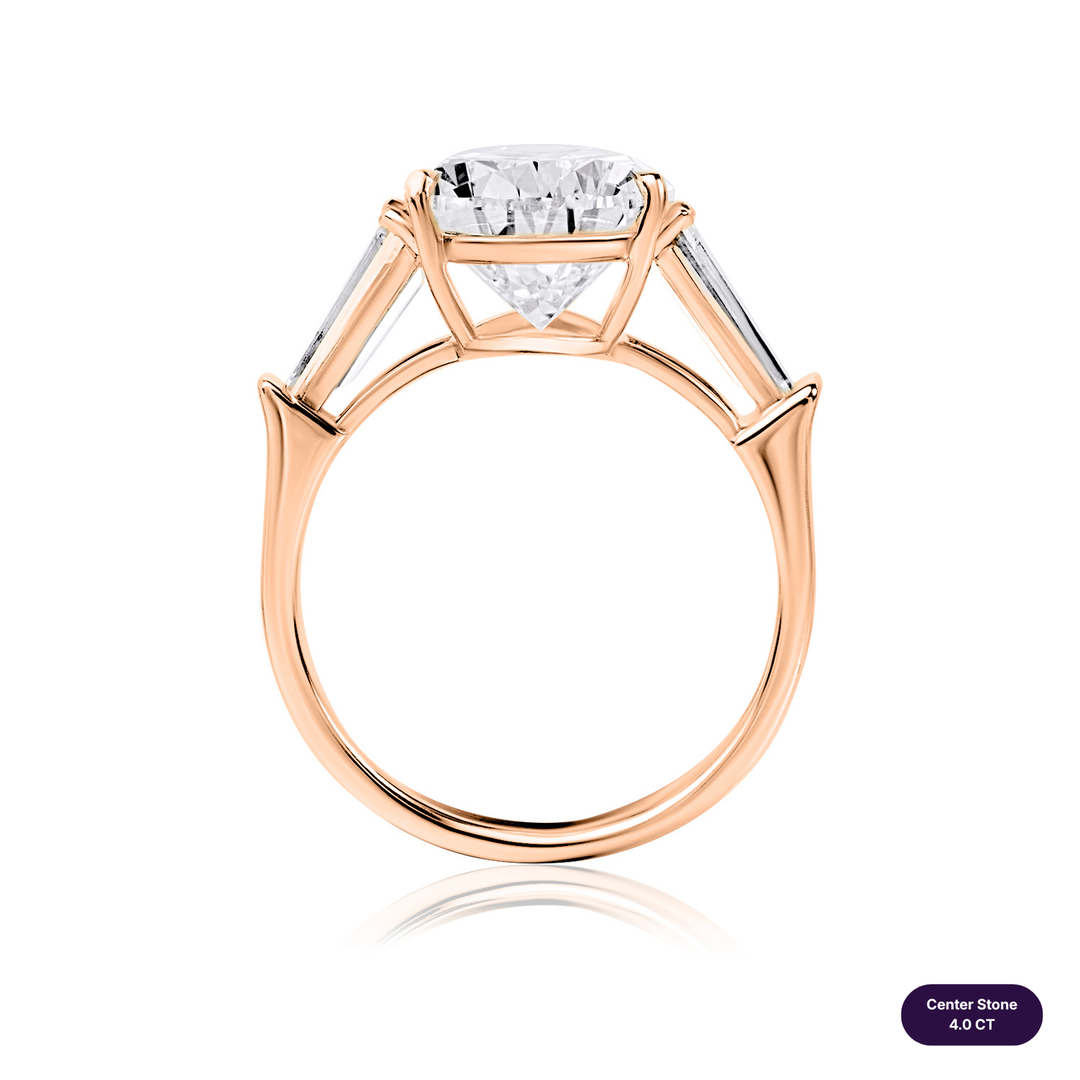 Three-Stones Lab Diamond Ring Pear with Tapered
