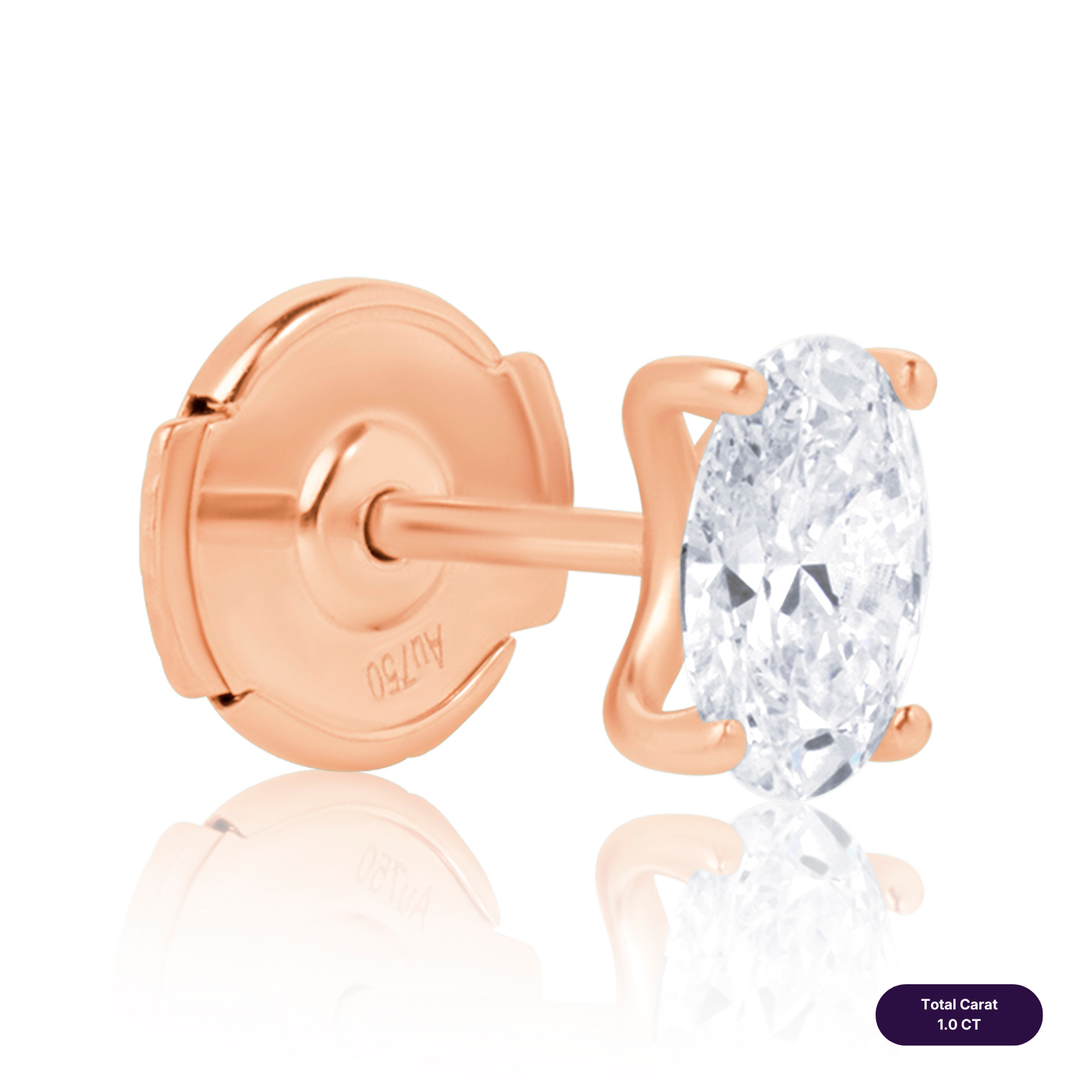Solitaire Stud Lab Diamond Earrings Oval