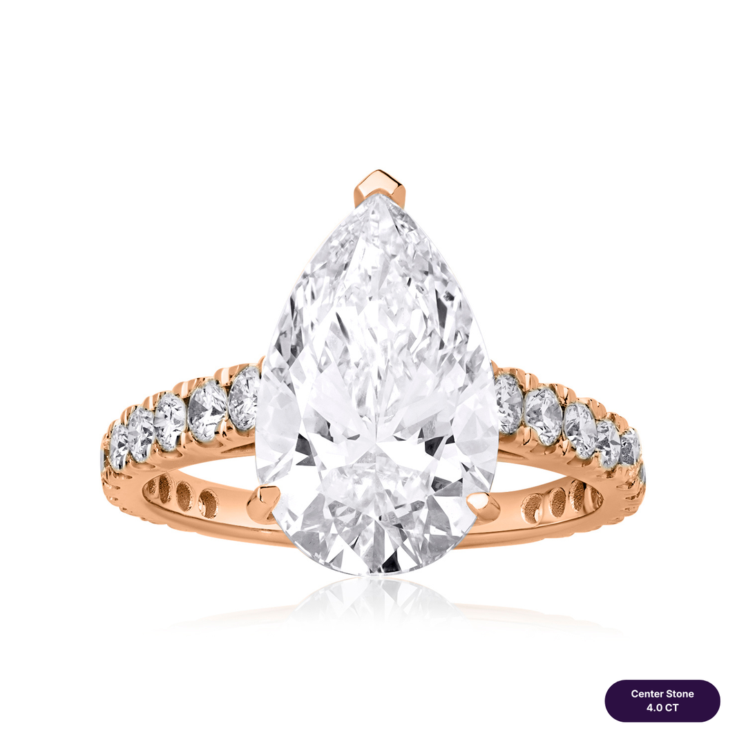 Solitaire Pave Lab Diamond Ring Pear