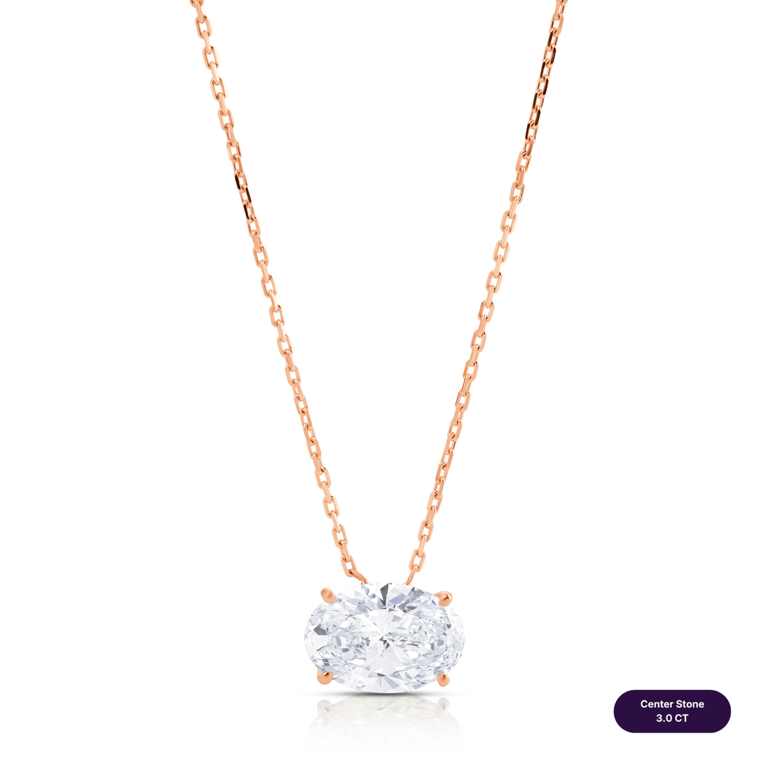Solitaire Lab Diamond Necklace Oval