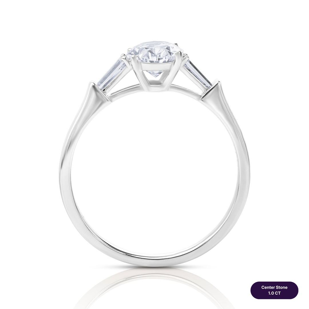 Three-Stones Lab Diamond Ring Oval with Tapered
