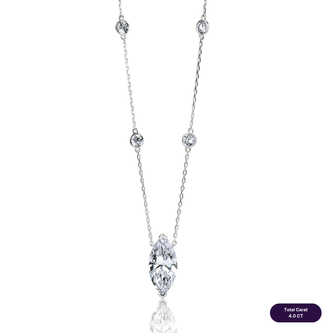 Solitaire Lab Diamond Necklace Marquise with Round