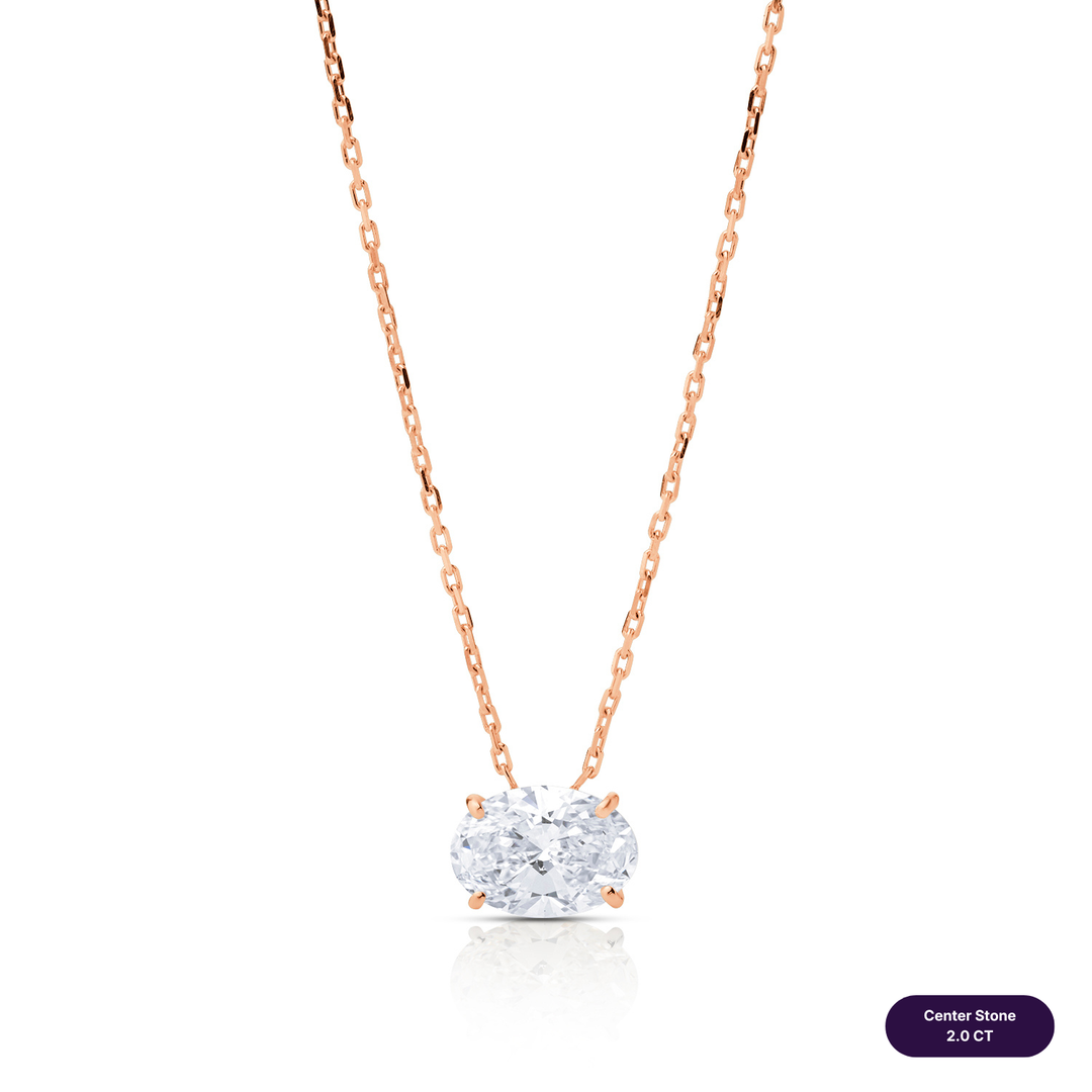 Solitaire Lab Diamond Necklace Oval