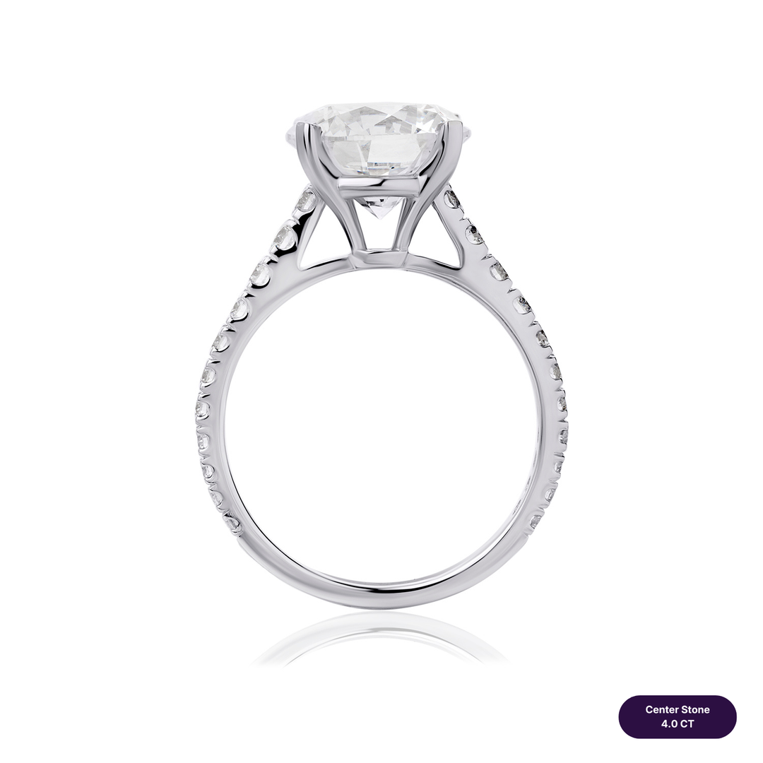 Solitaire Pave Lab Diamond Ring Round