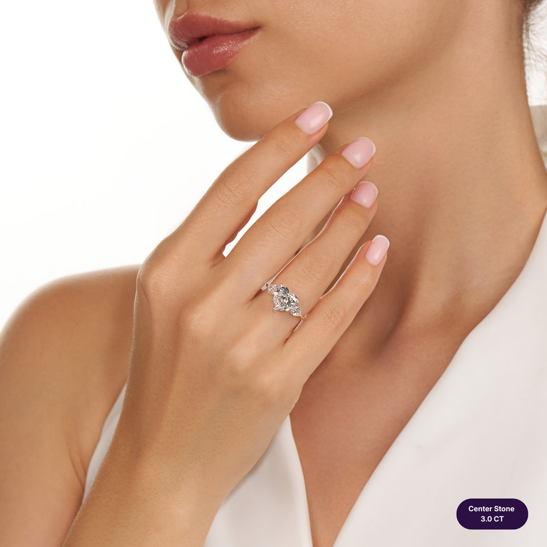 Three-Stones Lab Diamond Ring Heart