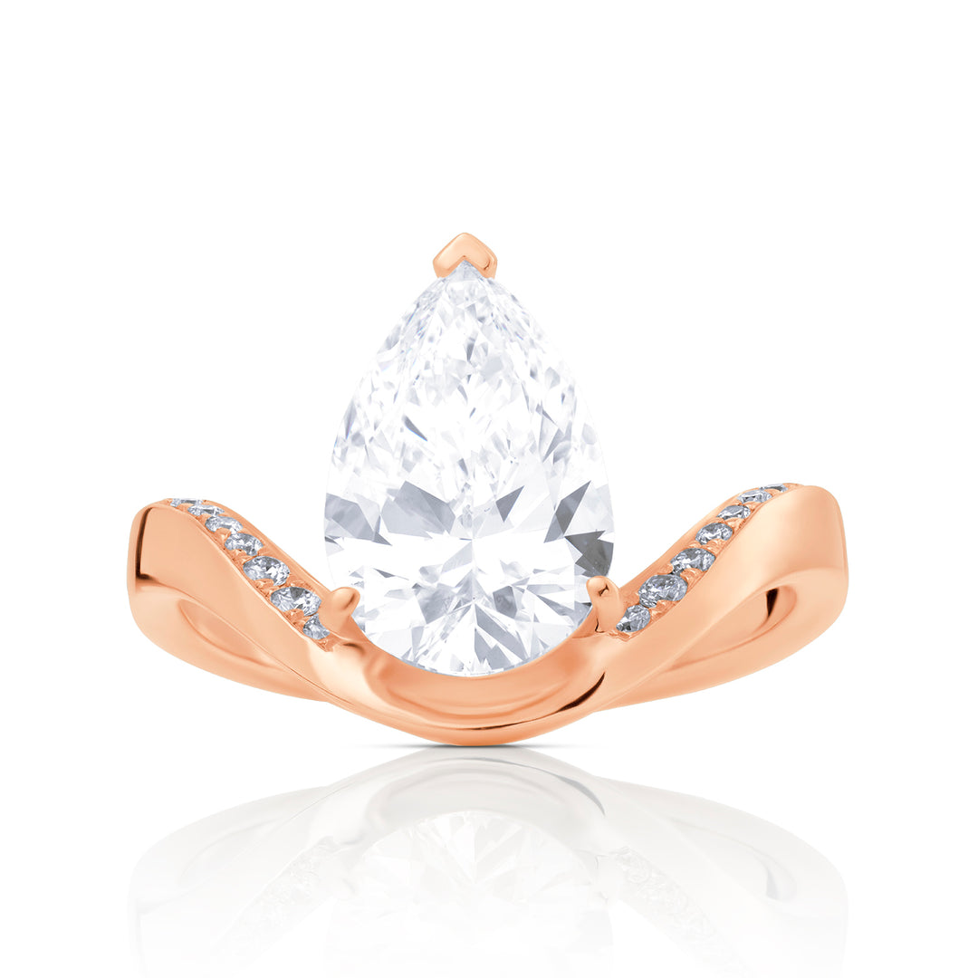 Special Lab Diamond Ring Pear with Pave