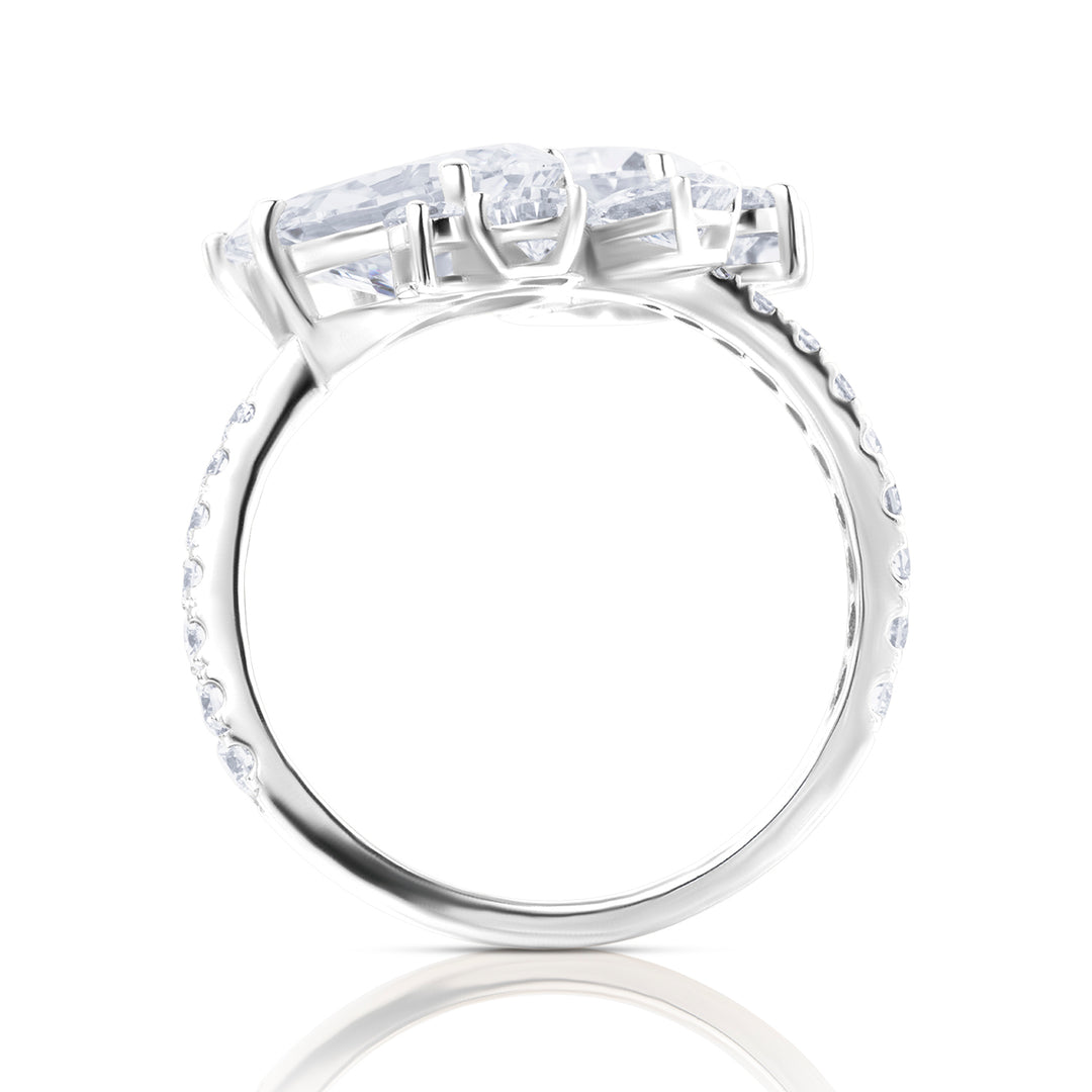Special Lab Diamond Ring Pear and Round with Pave