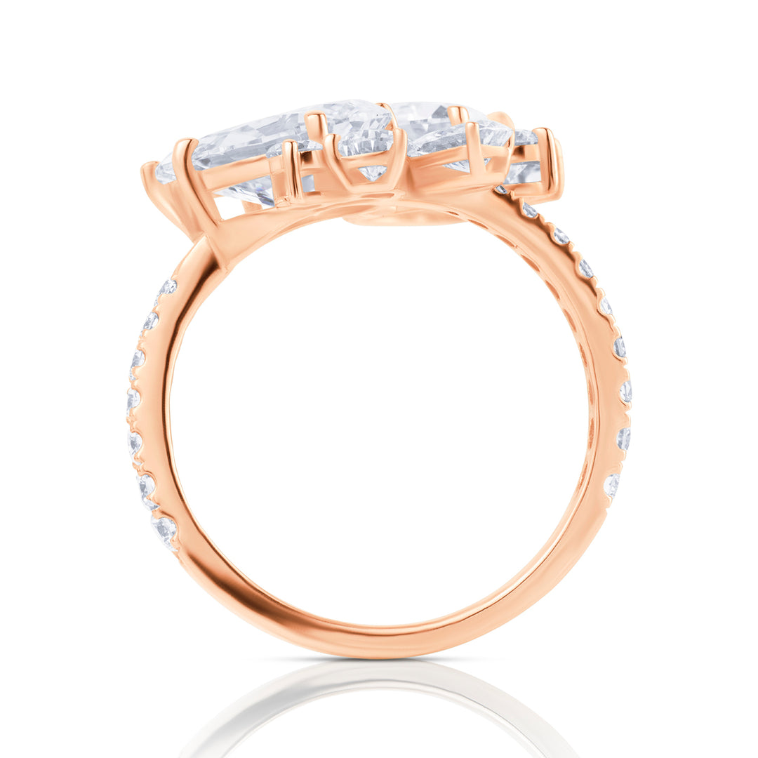 Special Lab Diamond Ring Pear and Round with Pave