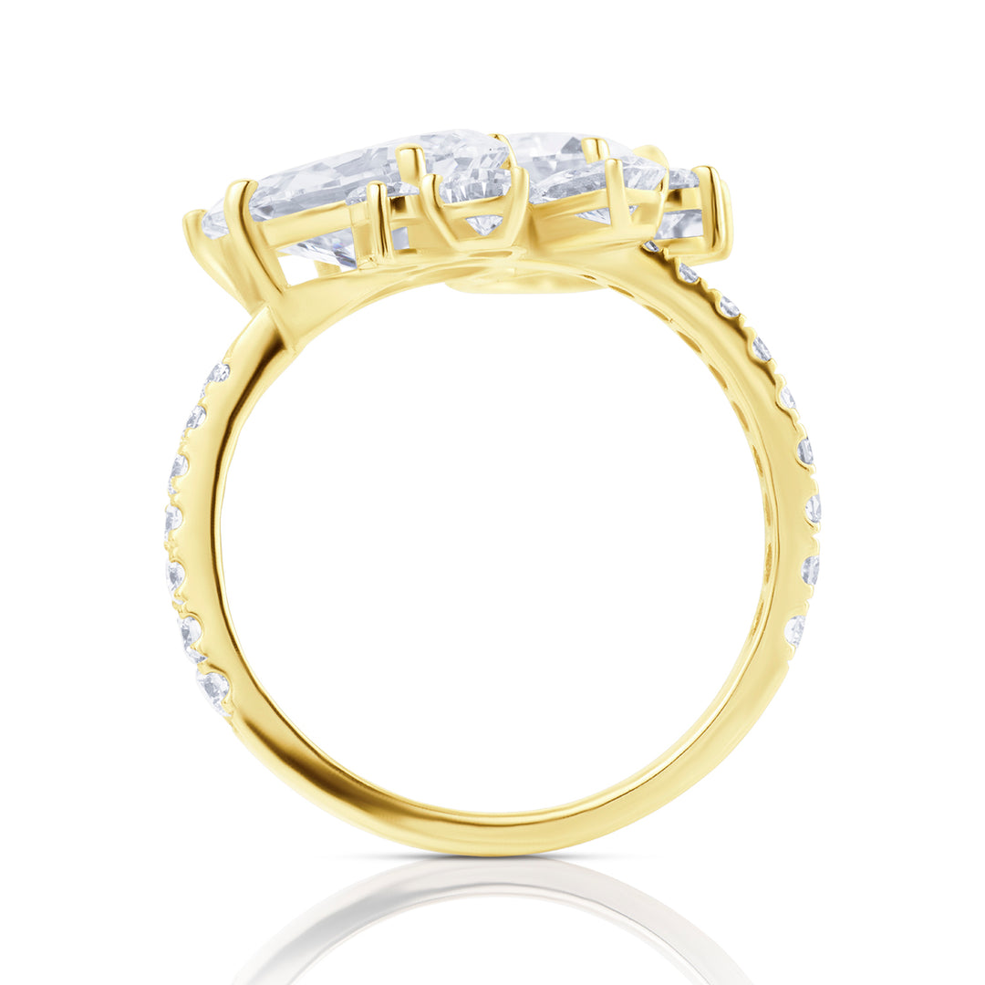Special Lab Diamond Ring Pear and Round with Pave