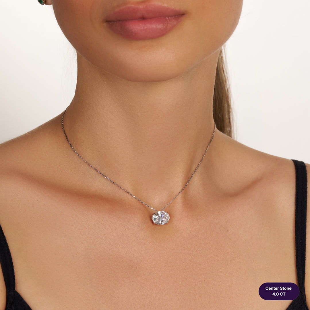 Solitaire Lab Diamond Necklace Oval