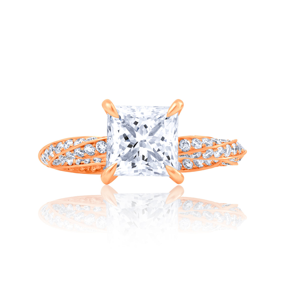 Special Lab Diamond Ring Princess with Pave