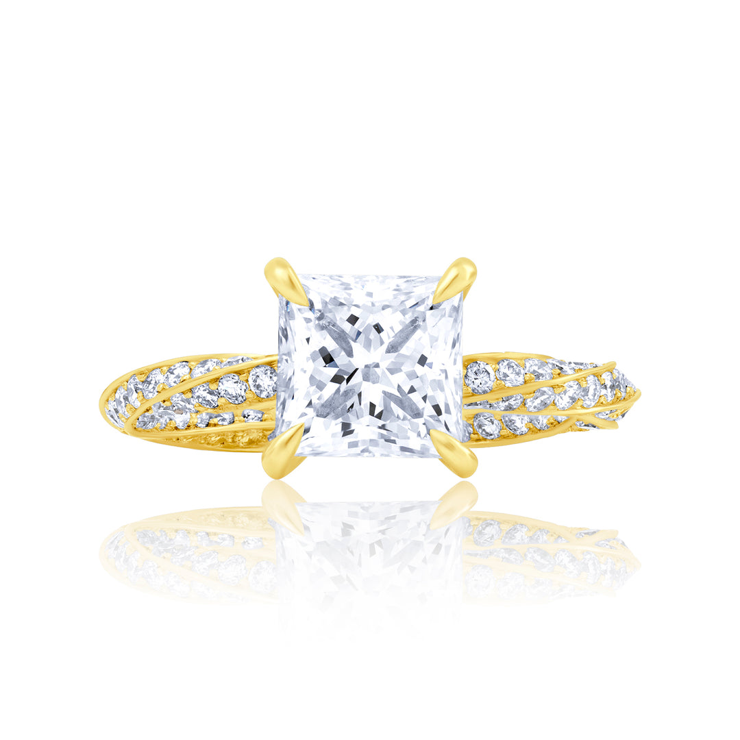 Special Lab Diamond Ring Princess with Pave