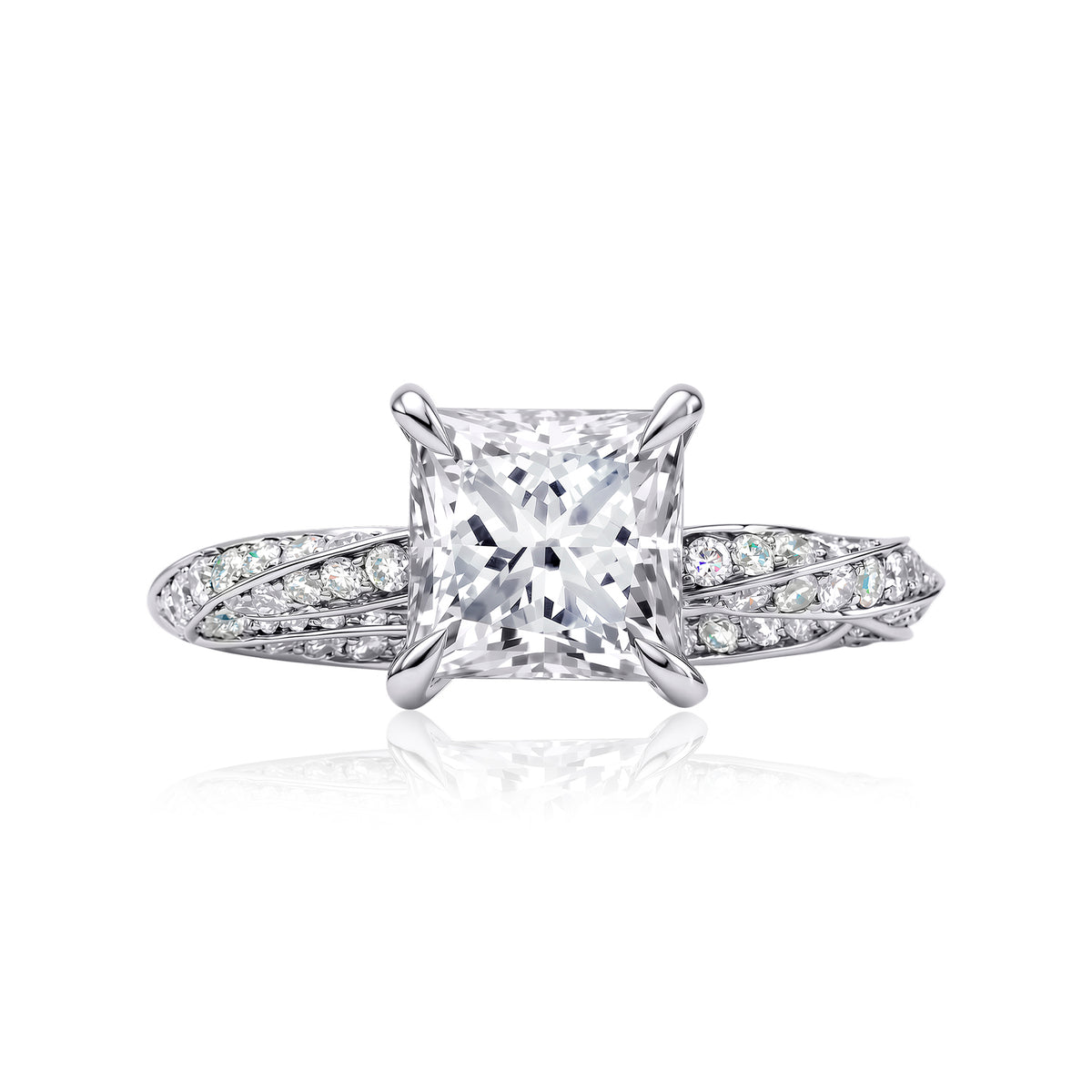 Special lab diamond ring princess with pave