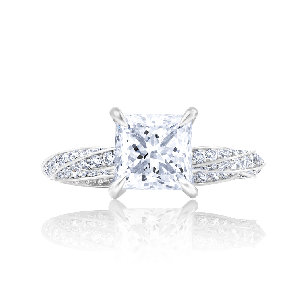 Special Lab Diamond Ring Princess with Pave