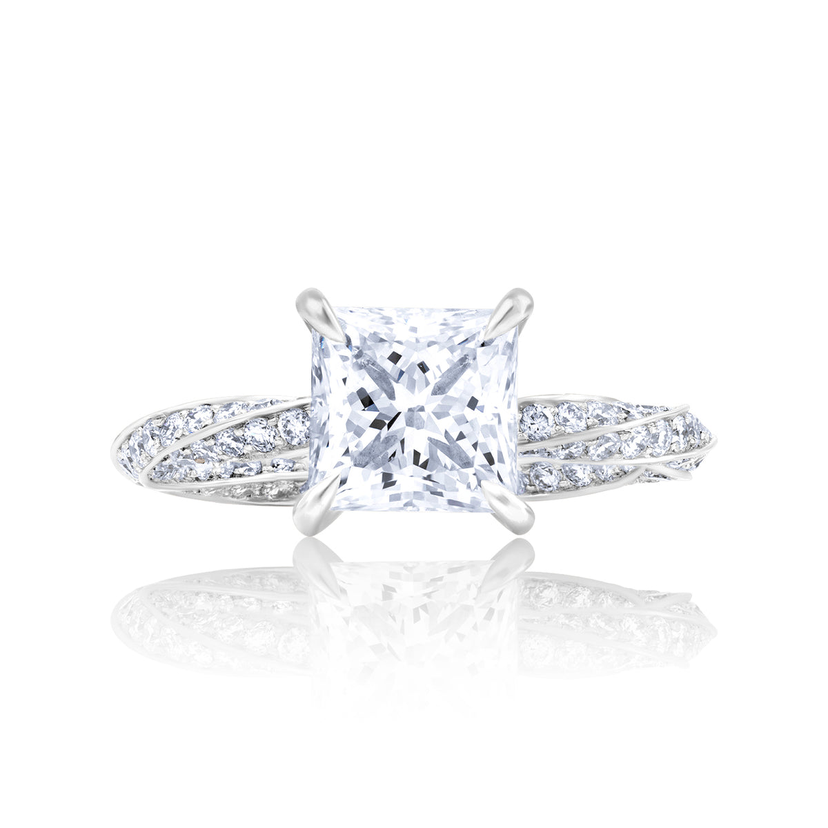 Special lab diamond ring princess with pave