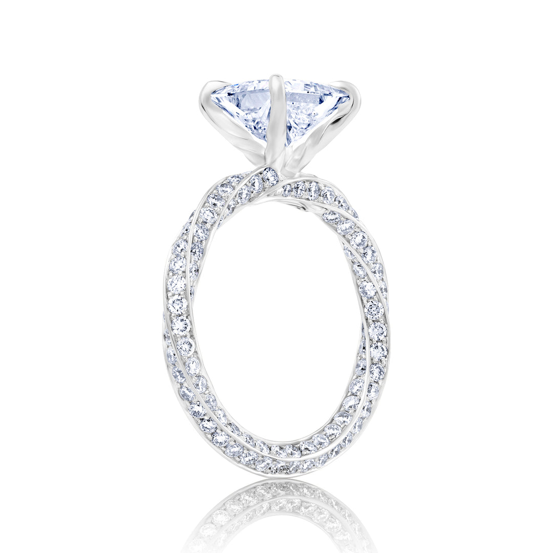 Special Lab Diamond Ring Princess with Pave