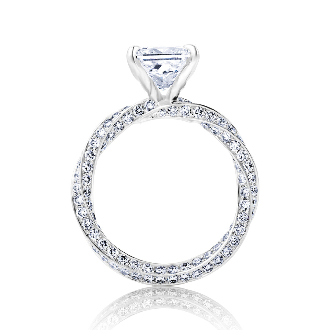 Special Lab Diamond Ring Princess with Pave