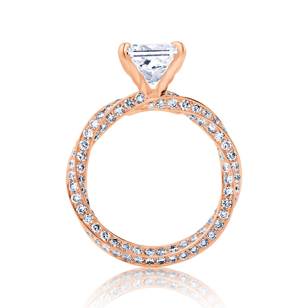 Special Lab Diamond Ring Princess with Pave