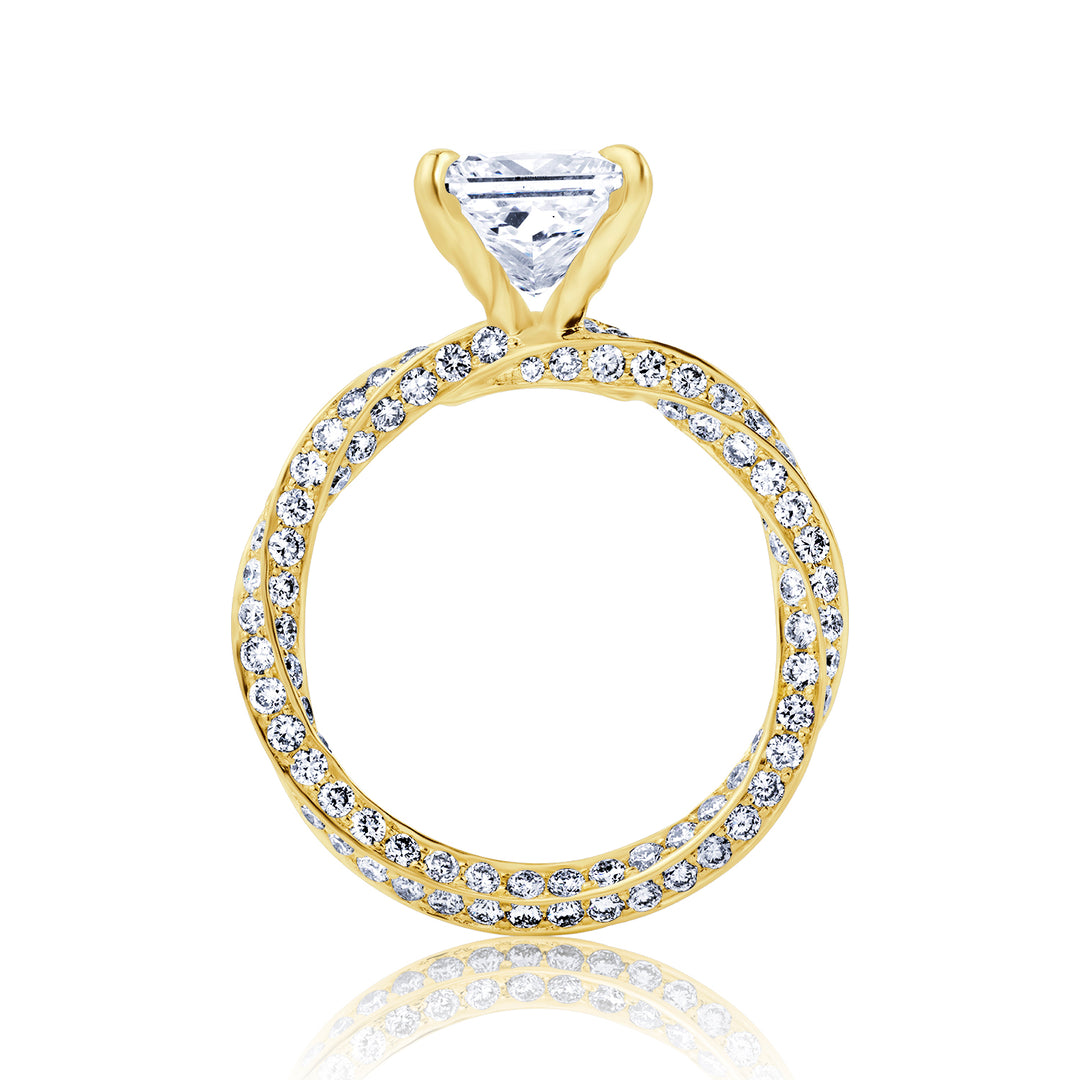 Special Lab Diamond Ring Princess with Pave