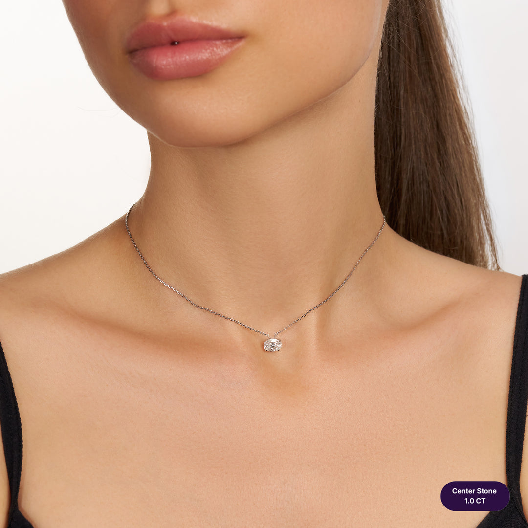 Solitaire Lab Diamond Necklace Oval