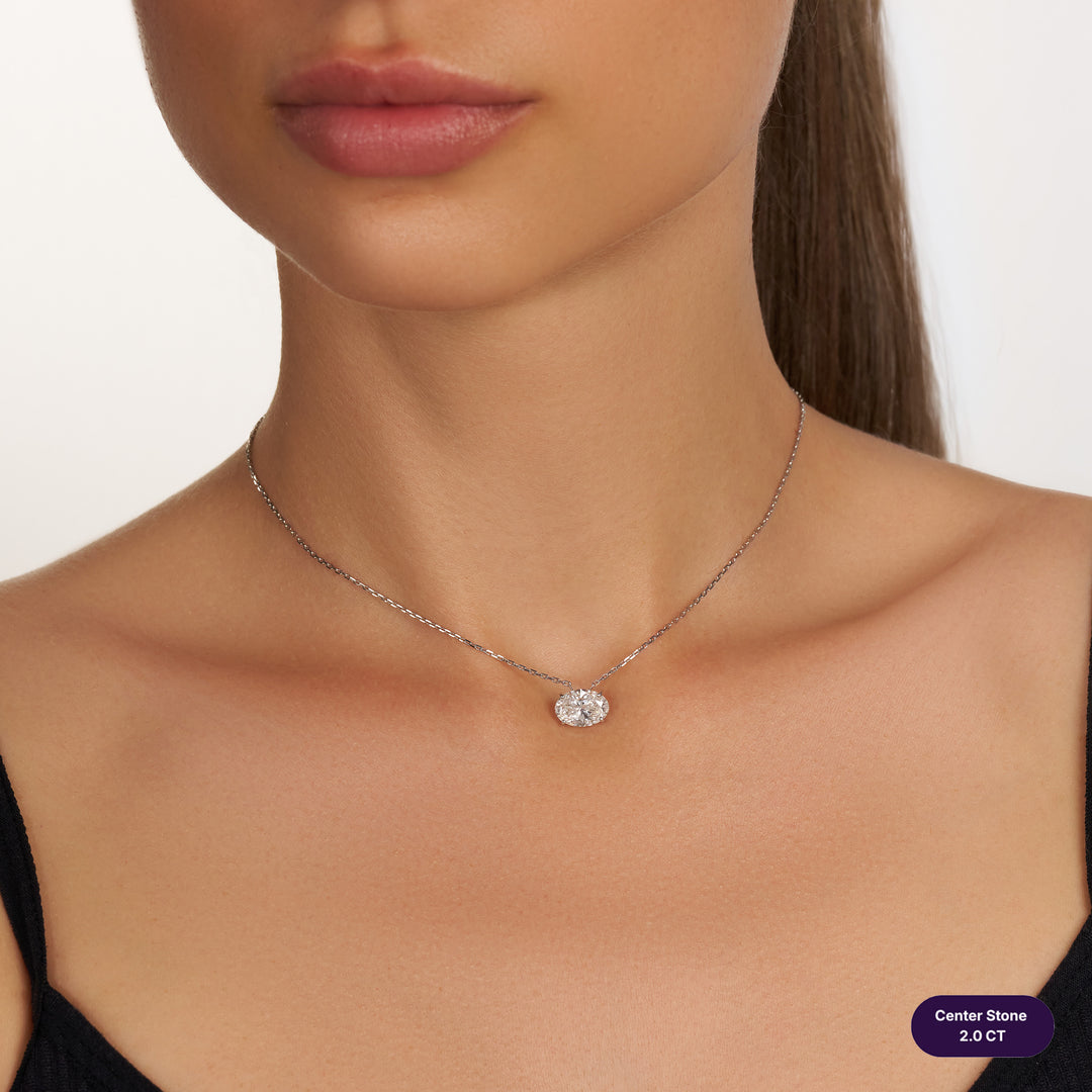Solitaire Lab Diamond Necklace Oval